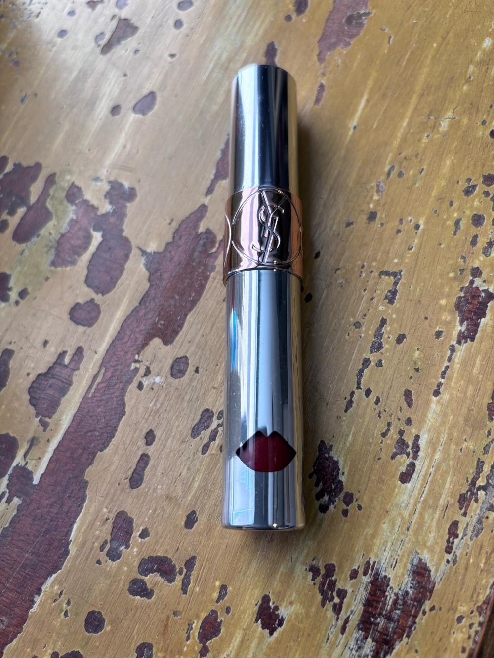Yves Saint Laurent Burgundy Lipstick in Sleek Metallic Case